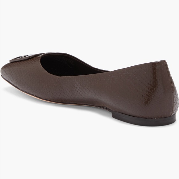 Tory Burch Georgia Ballet Shiny Snake Chocolate size 9 - Picture 2 of 11